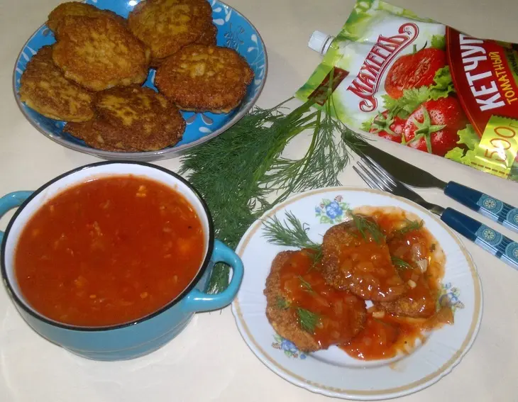 Икорные оладьи с томатно-луковой заливкой, "махеевъ", россия: шаг 11