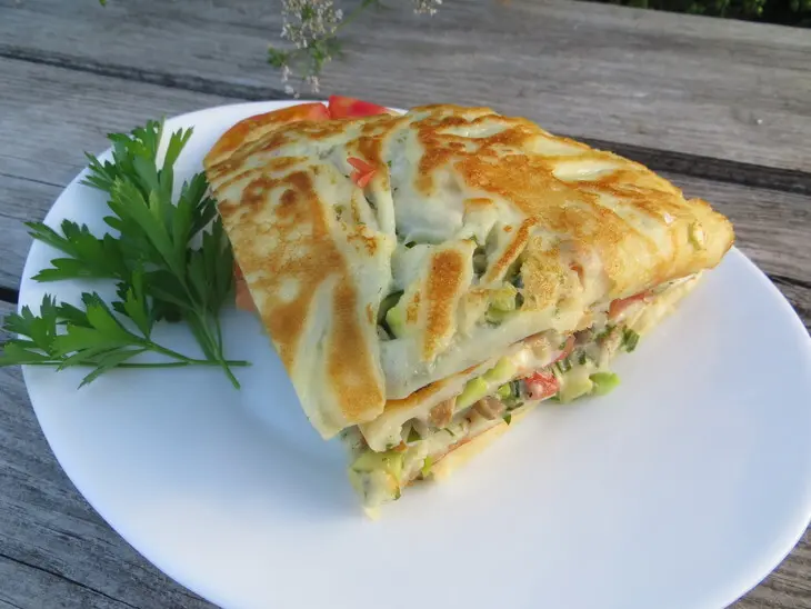 Польский завтрак / блины с овощами и сыром: шаг 5