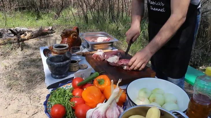 Думляма узбекская в казане: шаг 2