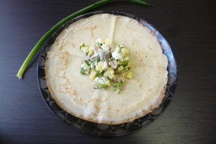 Блинные мешочки с курицей, грибами и картофелем #масленица2021: шаг 4
