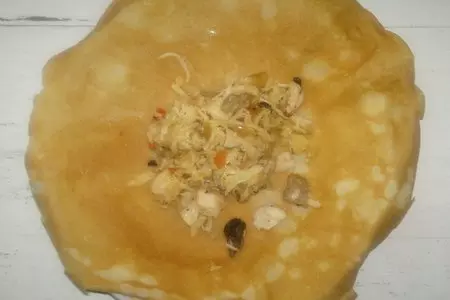 Блинные узелки с курицей и грибами #масленица2021: шаг 15