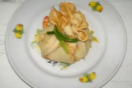 Блинные узелки с курицей и грибами #масленица2021: шаг 16