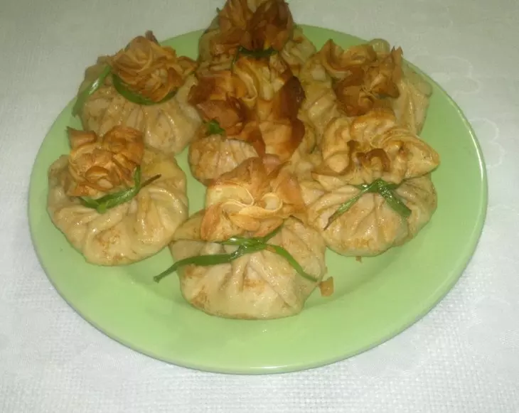 Блинные узелки с курицей и грибами #масленица2021: шаг 18