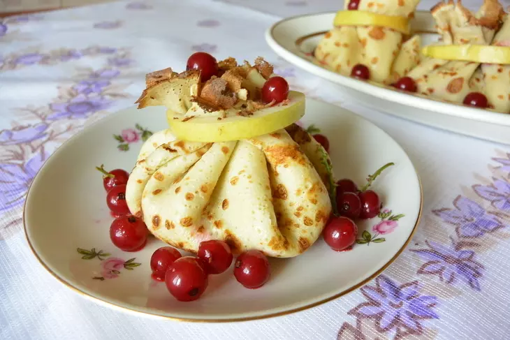 Блинчики с начинкой из фруктов  #масленица2021: шаг 3
