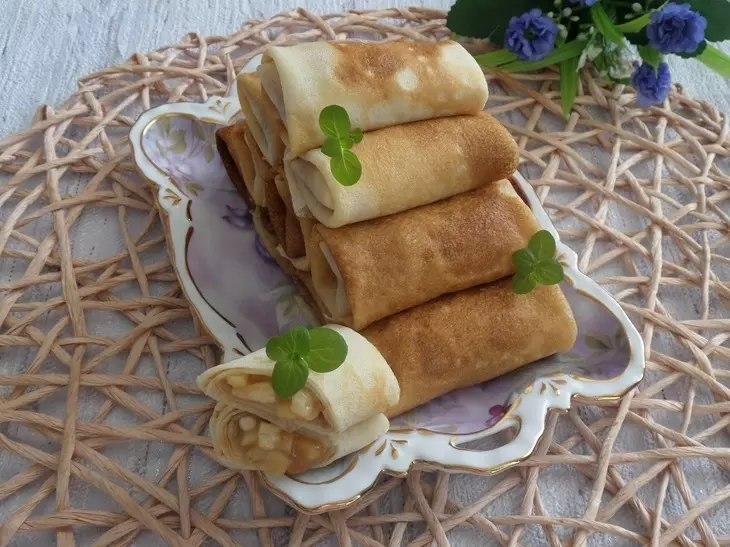Молочные блинчики с бананом и карамелью #масленица2021: шаг 15