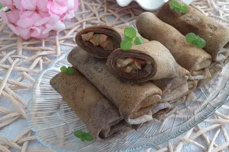 Шоколадные блины с яблоком и корицей #масленица2021: шаг 17