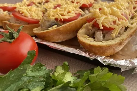 Запеченный багет с курицей и грибами: шаг 3
