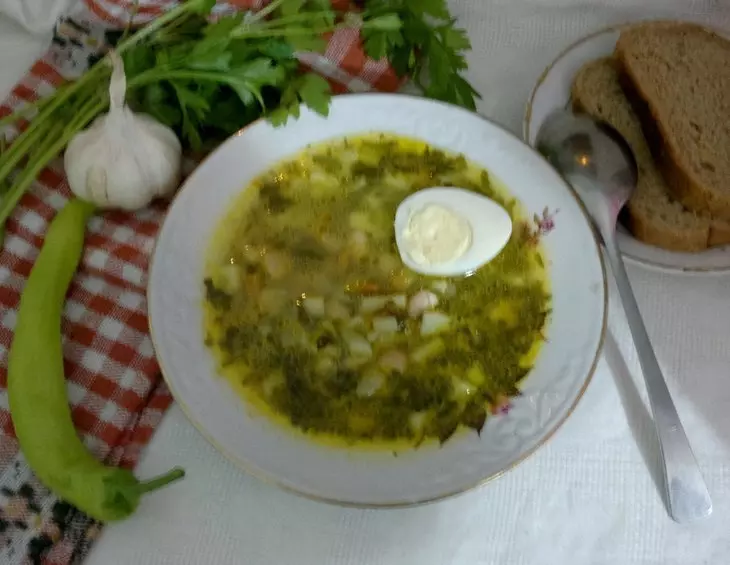 Зелёные щи с фасолью #литкухня #кулинар: шаг 14