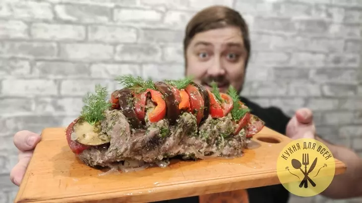 Свиная шея в духовке с овощами: шаг 3