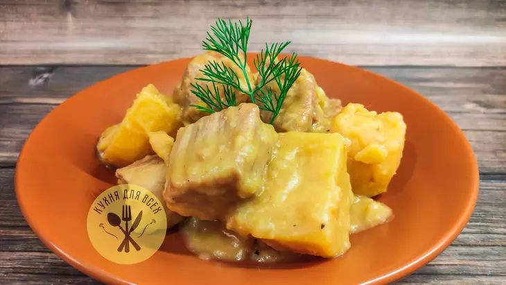 Свинина с картошкой и горохом в скороварке: шаг 4