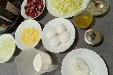 Капустная запеканка с копченостями: шаг 2