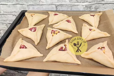 Эчпочмак: татарские пирожки треугольники с мясом: шаг 5
