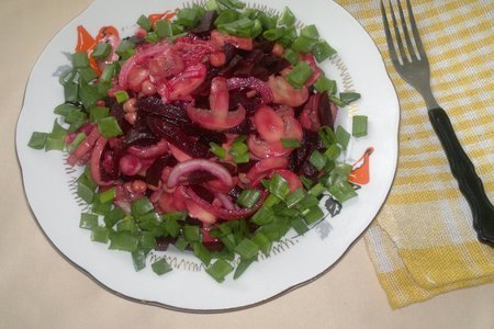 Салат со свеклой, нутом и солеными шампиньонами #постныйстол: шаг 8