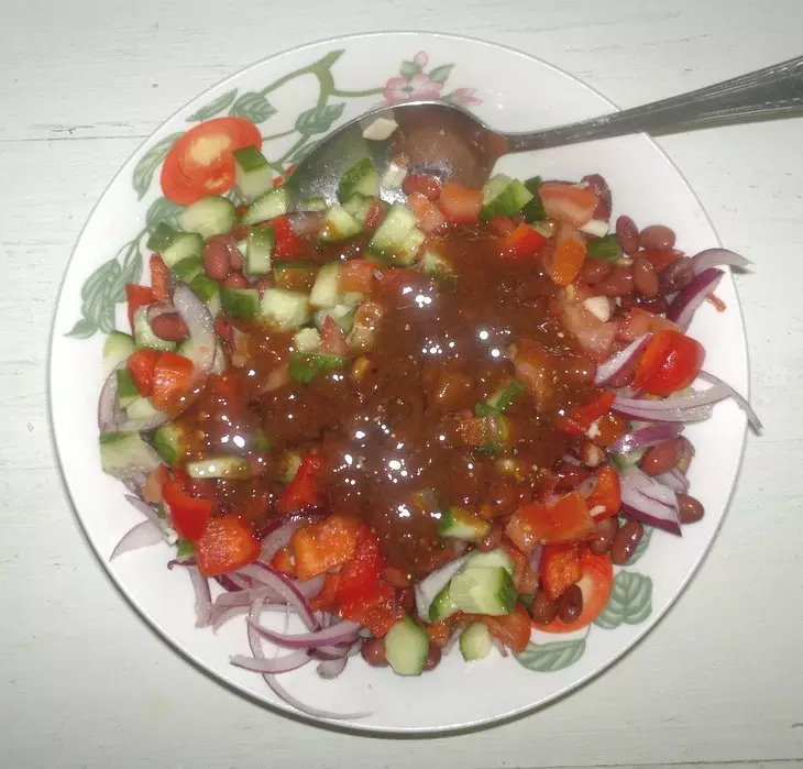 Салат из овощей с фасолью #постныйстол: шаг 8