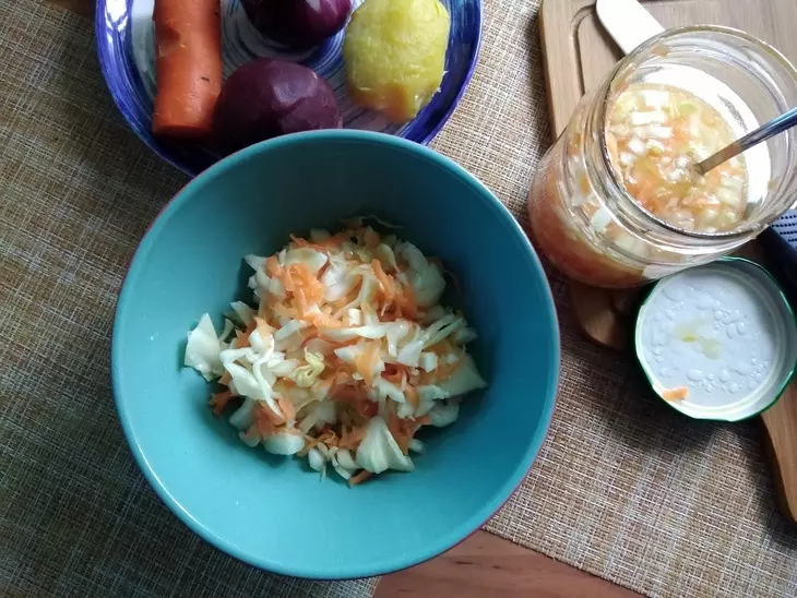 Винегрет с быстро маринованной капустой #постныйстол: шаг 7