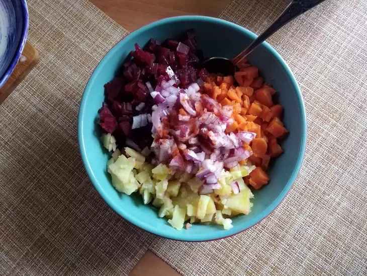Винегрет с быстро маринованной капустой #постныйстол: шаг 8