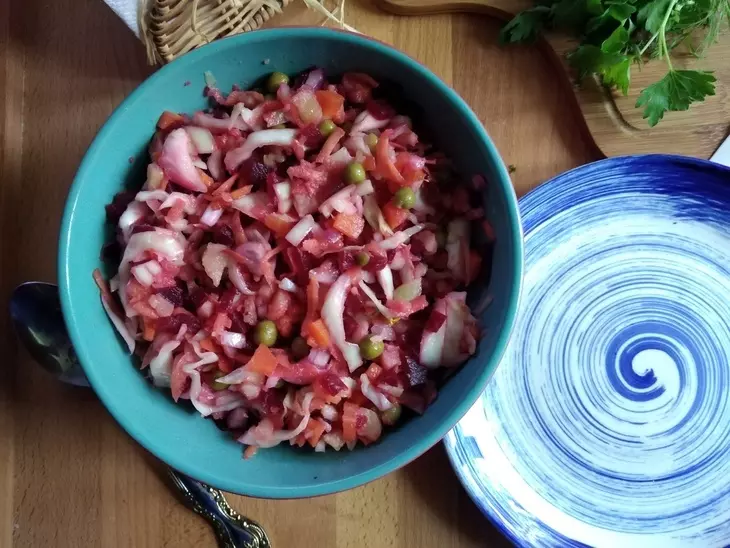 Винегрет с быстро маринованной капустой #постныйстол: шаг 11