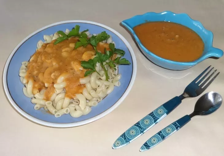 Макароны с соусом из чечевицы #постный стол: шаг 9