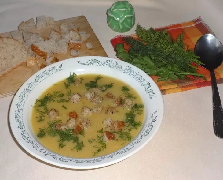 Гороховый суп-пюре с сухариками #постныйстол: шаг 14