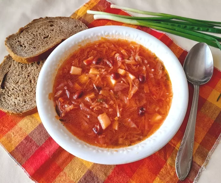 Постный борщ с фасолью #постныйстол: шаг 12