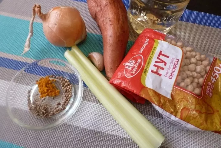 Суп-пюре из нута и батата #постныйстол: шаг 1