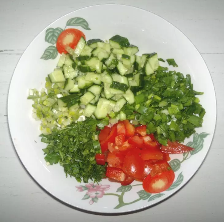 Салат с овощами, кукурузой и черемшой #постныйстол: шаг 6
