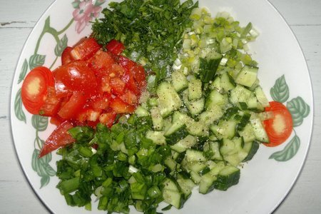 Салат с овощами, кукурузой и черемшой #постныйстол: шаг 7