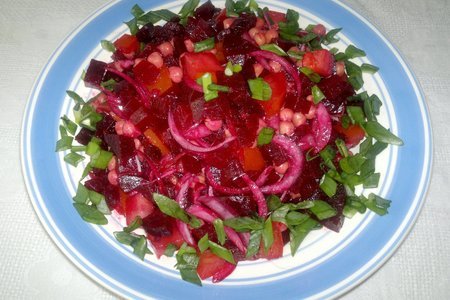 Салат из свёклы с помидорами, нутом и фиолетовым луком #постныйстол: шаг 8