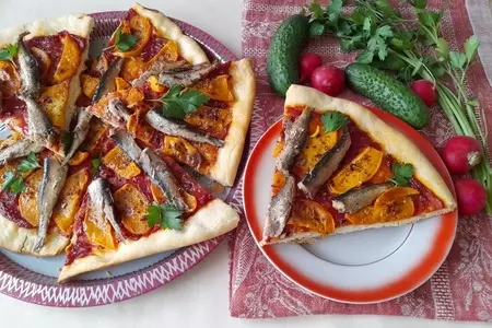 Пицца с тыквой и шпротами #постныйстол: шаг 16