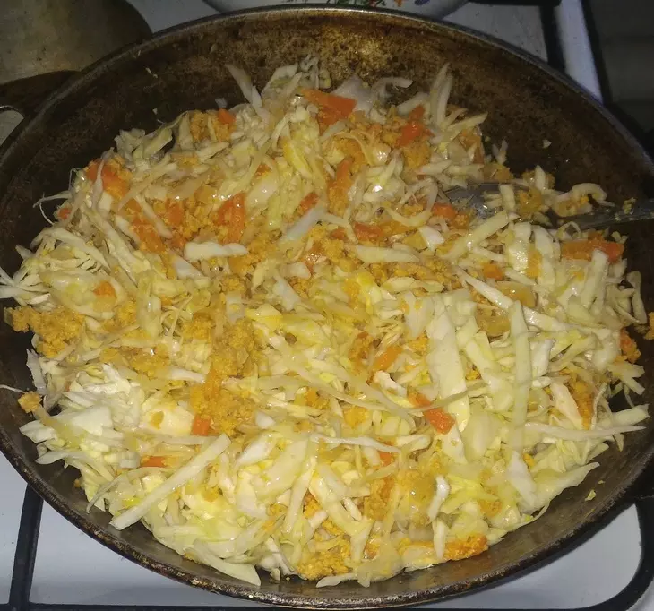 Тушёная капуста с рыбьей икрой#постныйстол: шаг 6
