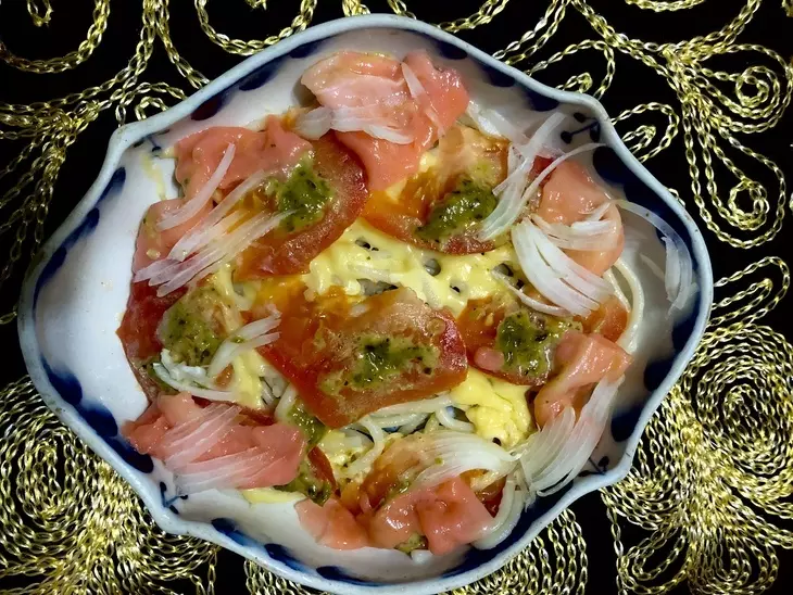 Спагетти с сыром, сёмгой и соусом песто!  #блюдосизюминкой: шаг 3
