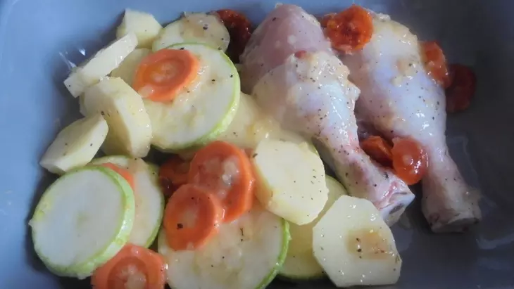 Запеченные куриные ножки с кумкватом и овощами "махеевь"#махеевь: шаг 6