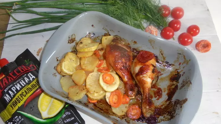 Запеченные куриные ножки с кумкватом и овощами "махеевь"#махеевь: шаг 7
