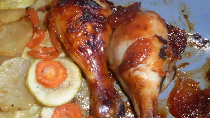 Запеченные куриные ножки с кумкватом и овощами "махеевь"#махеевь: шаг 8