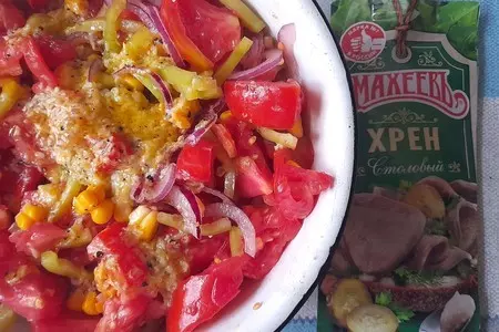 Салат из помидоров с кукурузой "махеевъ" #махеевъ: шаг 10