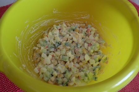 Salad "funny crab" with mayonnaise "Mahe's": step 7