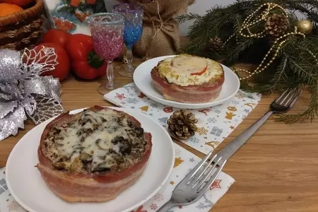 Горячее порционное блюдо с мясом, шампиньонами и картофелем по махеевски: шаг 9