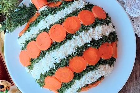Salad with chicken and carrots in Korean "Christmas tree toy Maheev": step 10