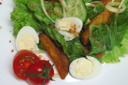 Зеленый салат с перепелиными яйцами: шаг 2