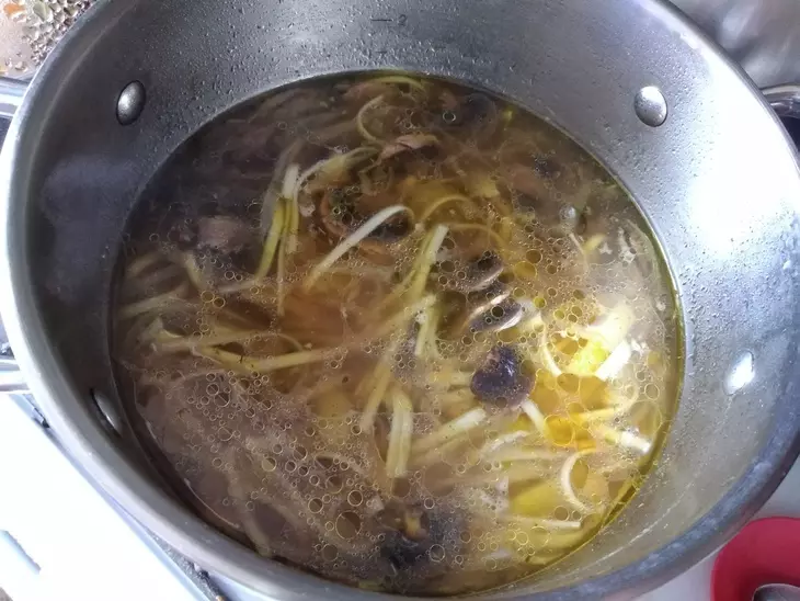 Грибной суп-лапша с сушёными шампиньонами: шаг 12