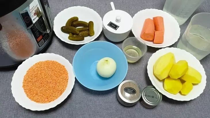 Постный суп с чечевицей и огурцами — рецепт супчика в мультиварке: шаг 1