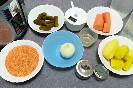 Постный суп с чечевицей и огурцами — рецепт супчика в мультиварке: шаг 1