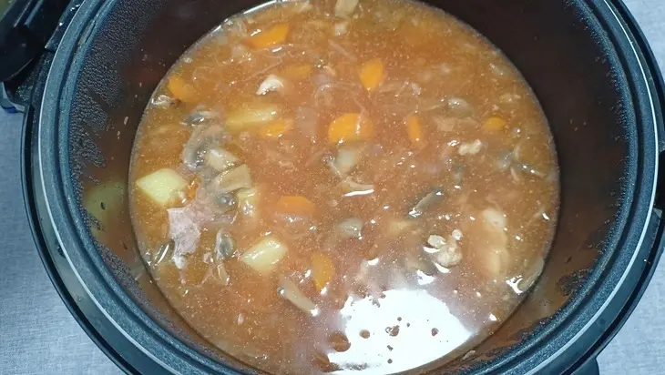 Щи со свининой и грибами — рецепт вкусного первого в мультиварке: шаг 6