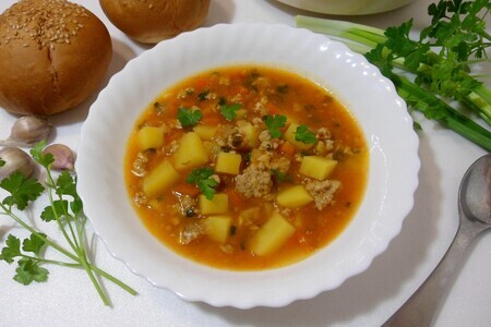 Суп с мясным фаршем и овощами: шаг 8