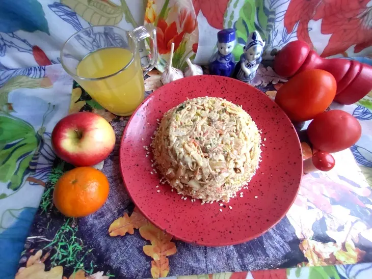 Салат из чёрной редьки с курицей: шаг 10
