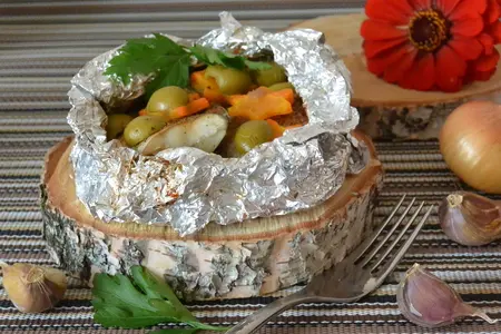 Рыба с овощами в фольге: шаг 3