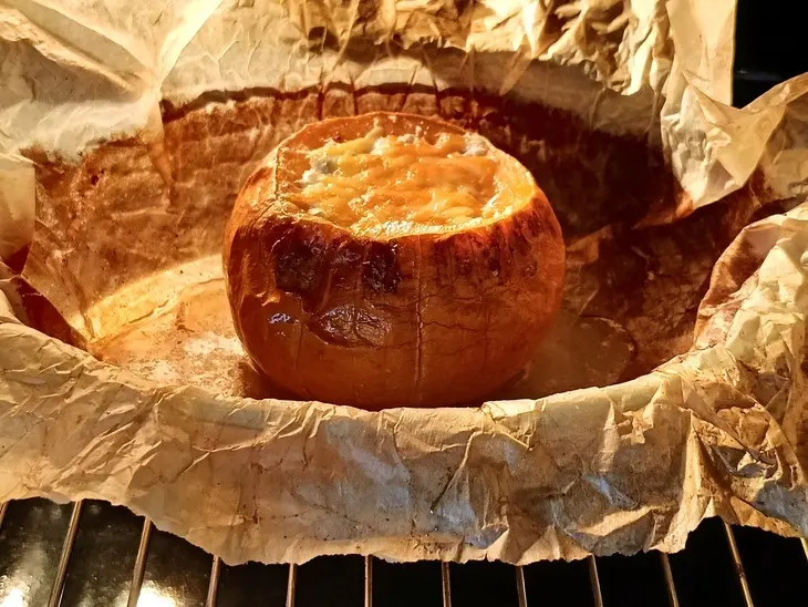 Запеченная тыква с сыром и сливками: шаг 4