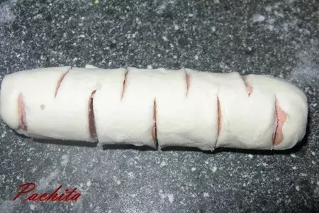"берeзка"из сосиски: шаг 3