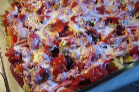 Мясо, запеченное под  макронно-овощным гарниром,  быстро и без особых хлопот: шаг 5