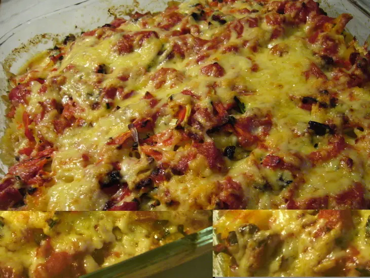 Мясо, запеченное под  макронно-овощным гарниром,  быстро и без особых хлопот: шаг 6
